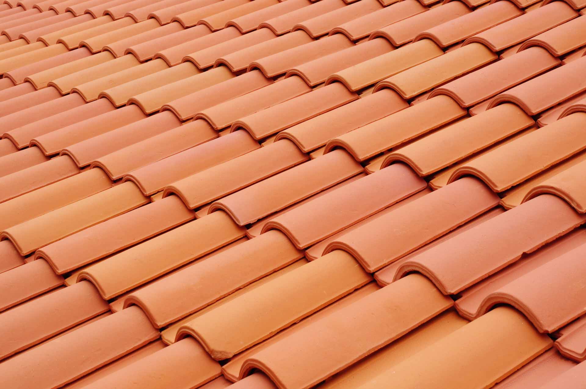 Close up shot on clay tile roof